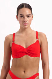 thumbnail: Beachlife voorgevormde beugel bikinitop met ribstructuur rood