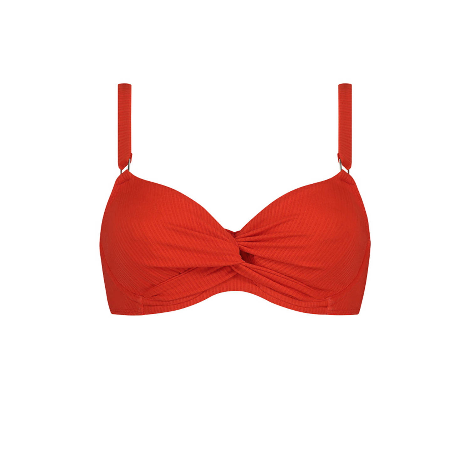 Beachlife voorgevormde beugel bikinitop met ribstructuur rood