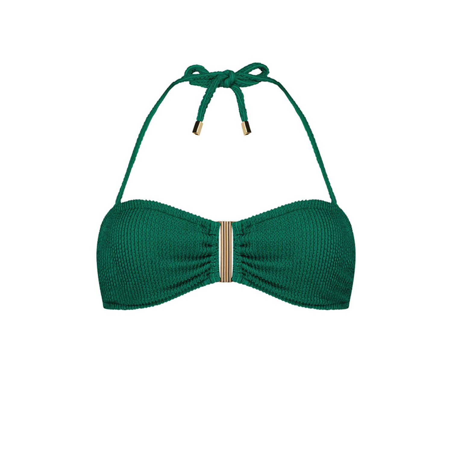 Beachlife voorgevormde strapless bandeau bikinitop met textuur groen