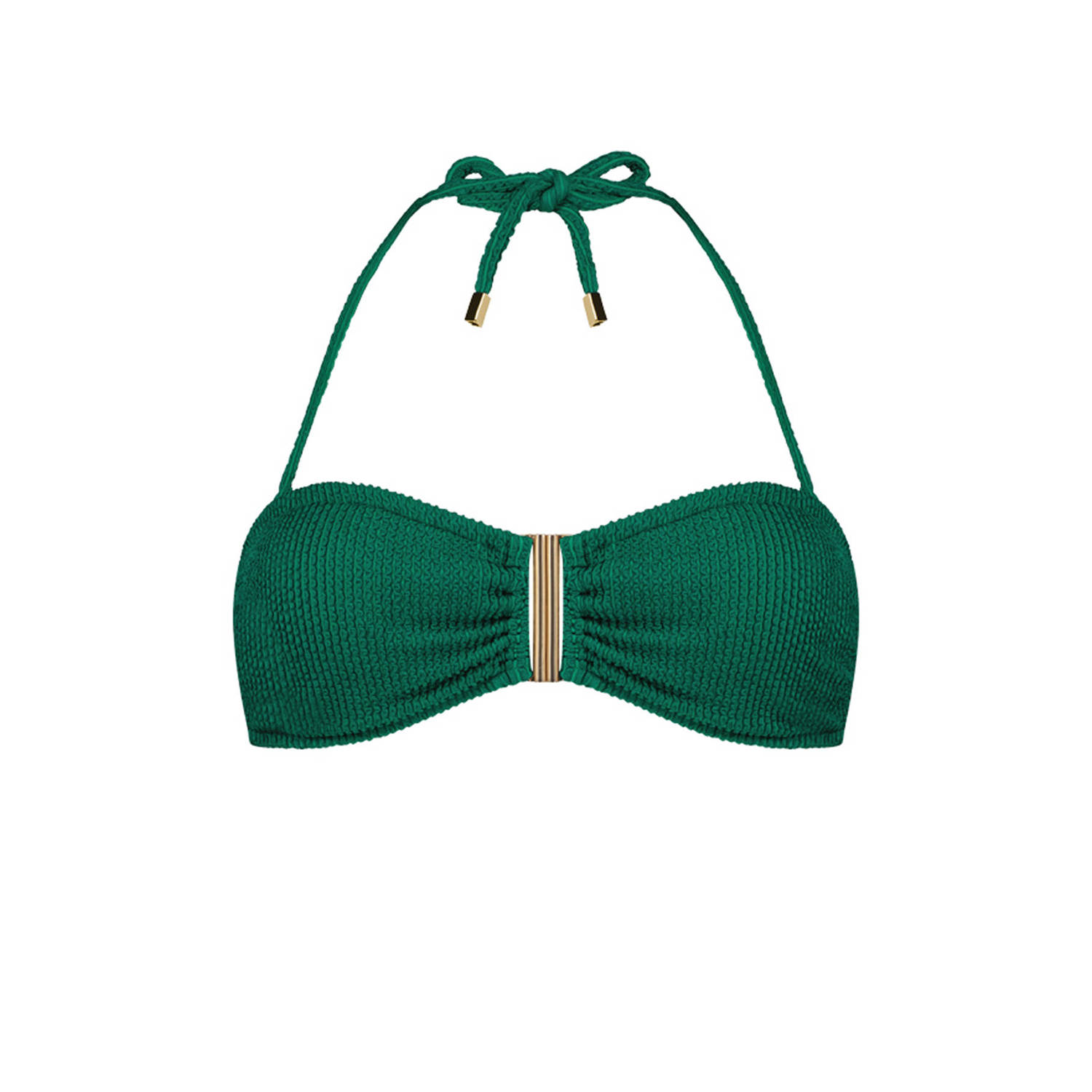Beachlife voorgevormde strapless bandeau bikinitop met textuur groen