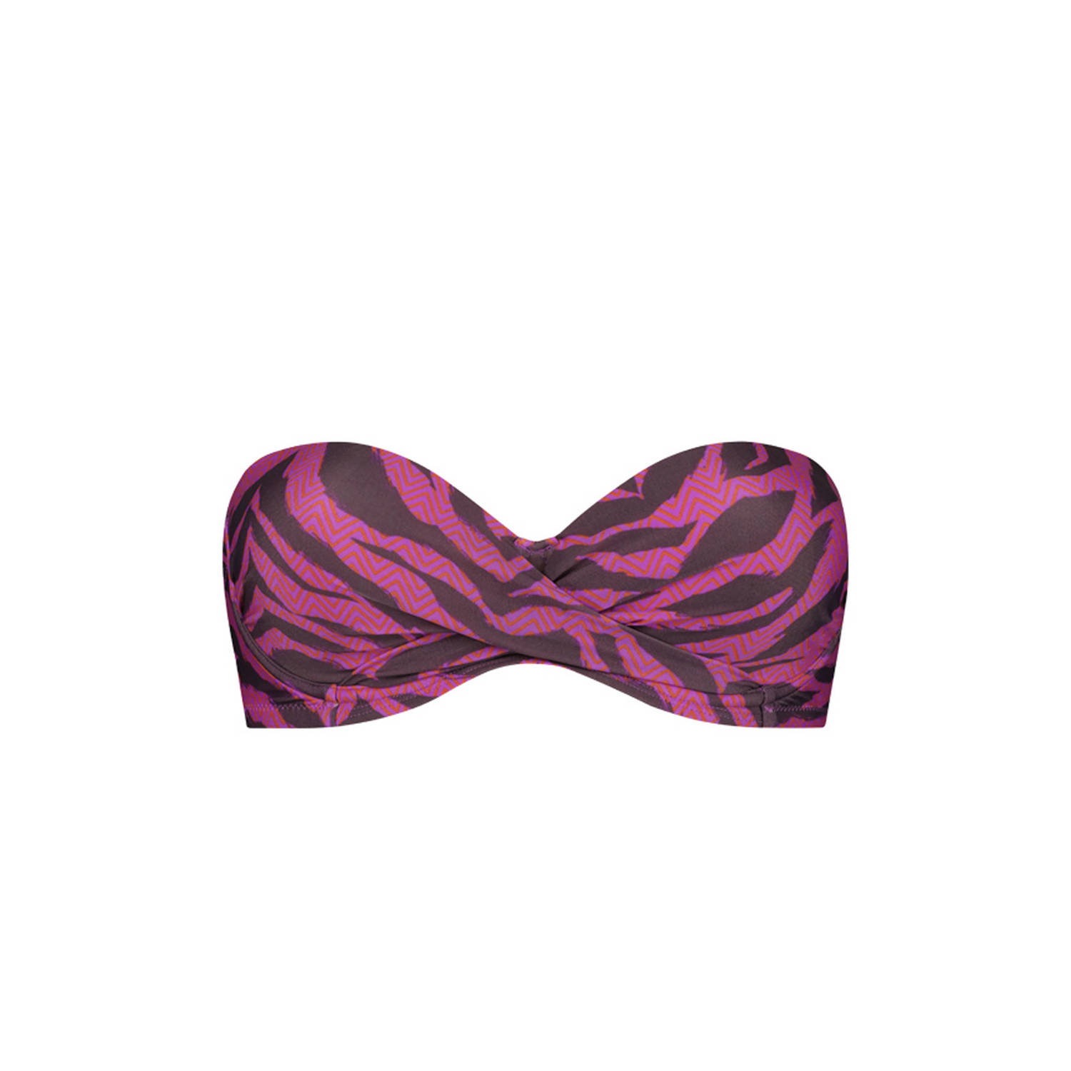 Beachlife voorgevormde strapless bandeau bikinitop roze paars