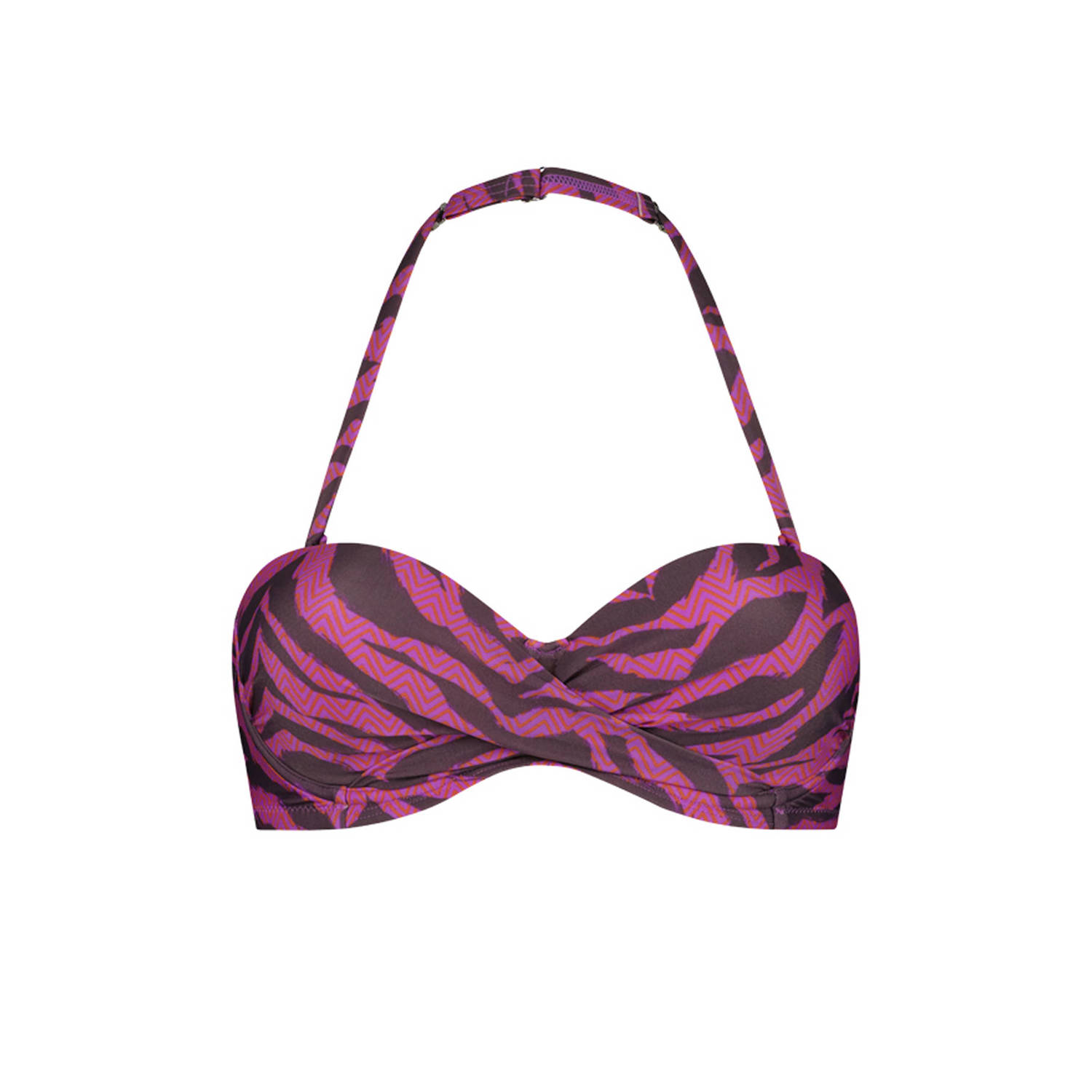 Beachlife voorgevormde strapless bandeau bikinitop roze paars