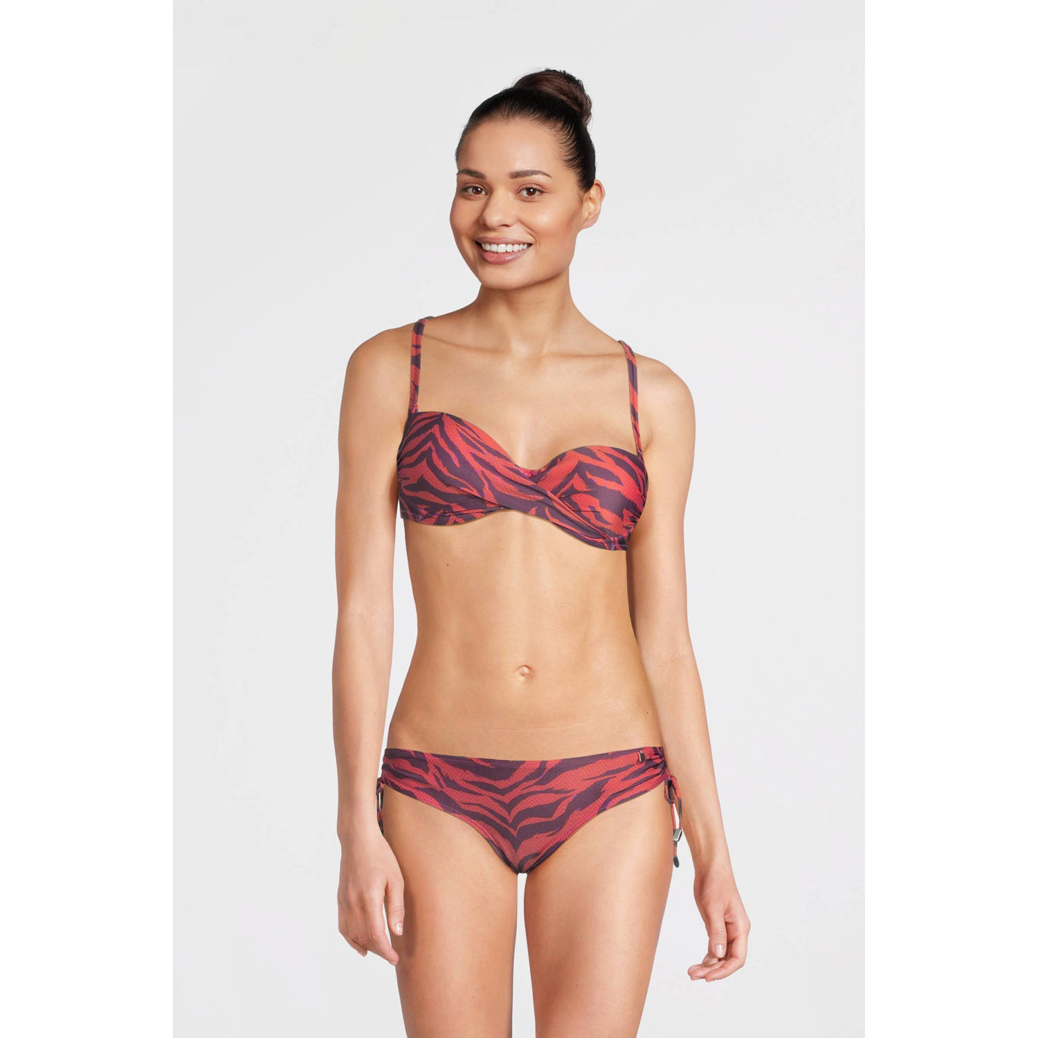 Beachlife voorgevormde strapless bandeau bikinitop roze paars