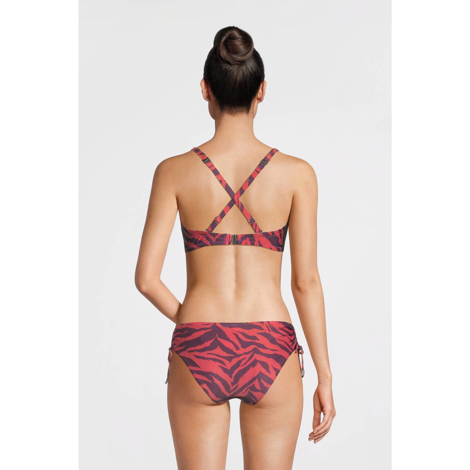 Beachlife voorgevormde strapless bandeau bikinitop roze paars