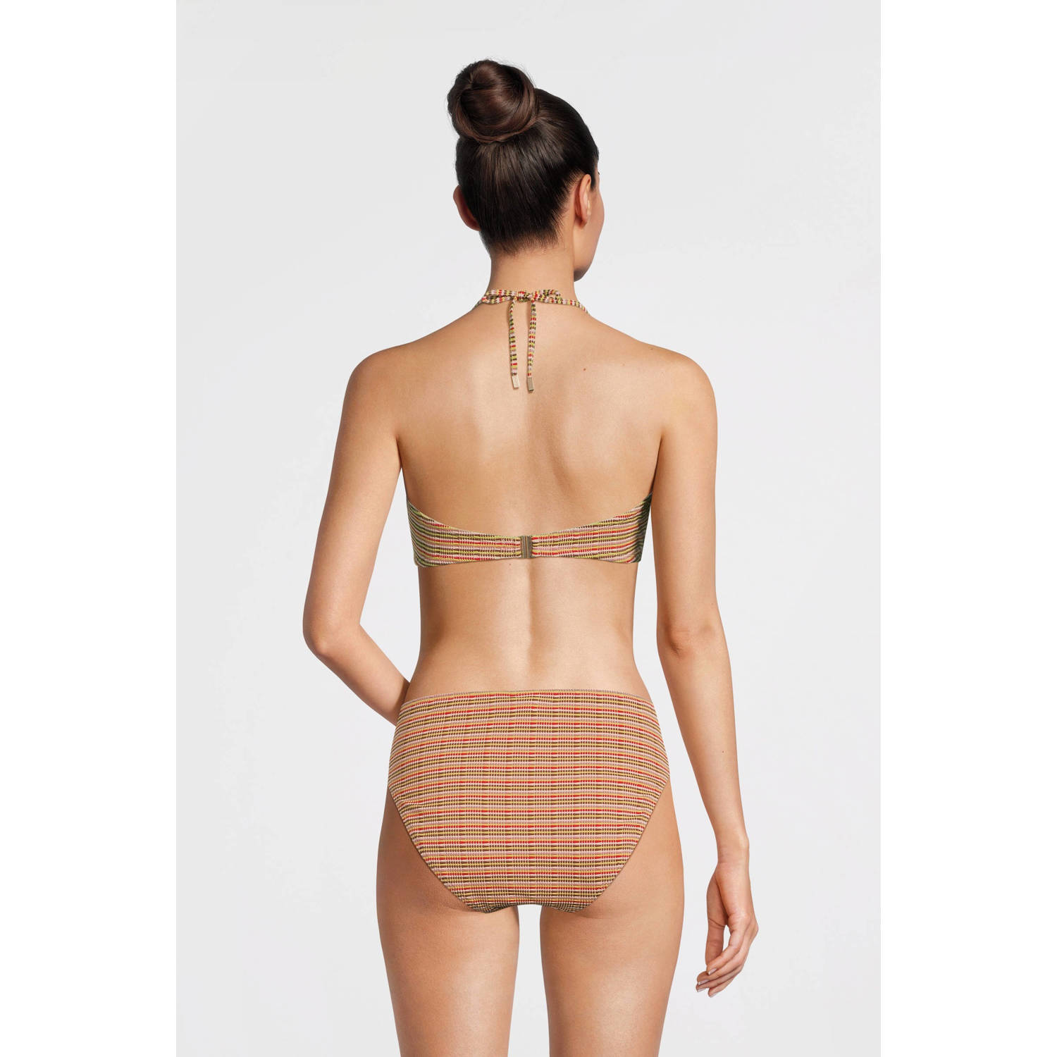 Beachlife high waist bikinibroekje met textuur roze rood bruin