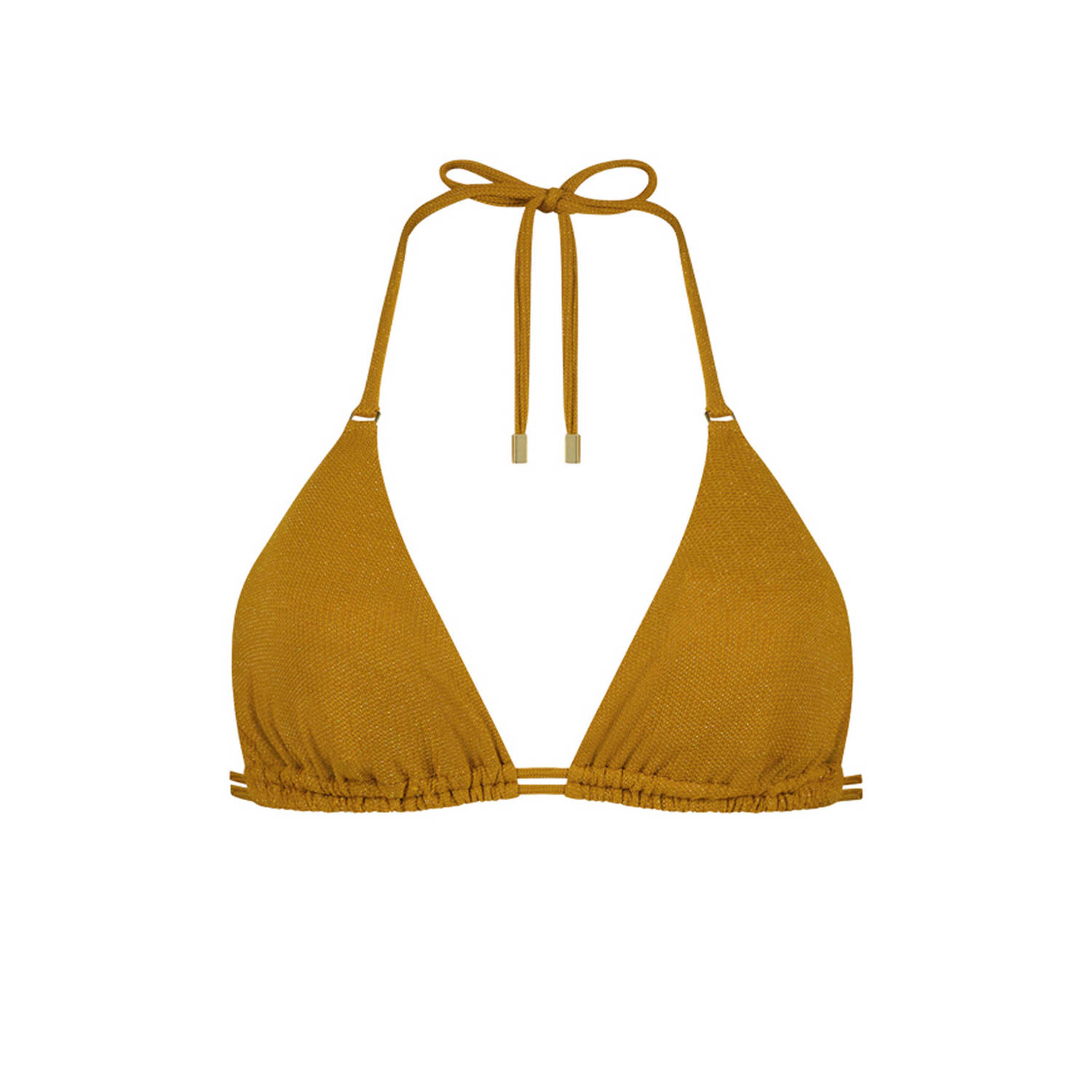 Beachlife voorgevormde triangel bikinitop met textuur oker