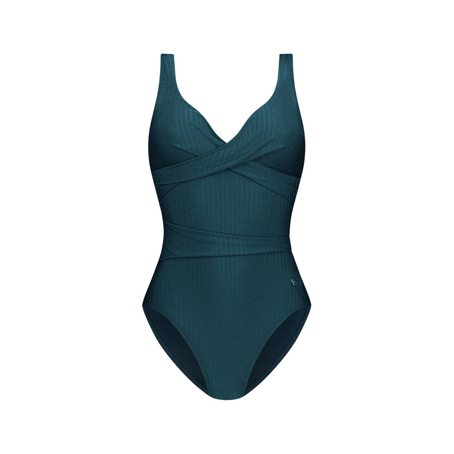 Beachlife halter badpak met ribstructuur petrol