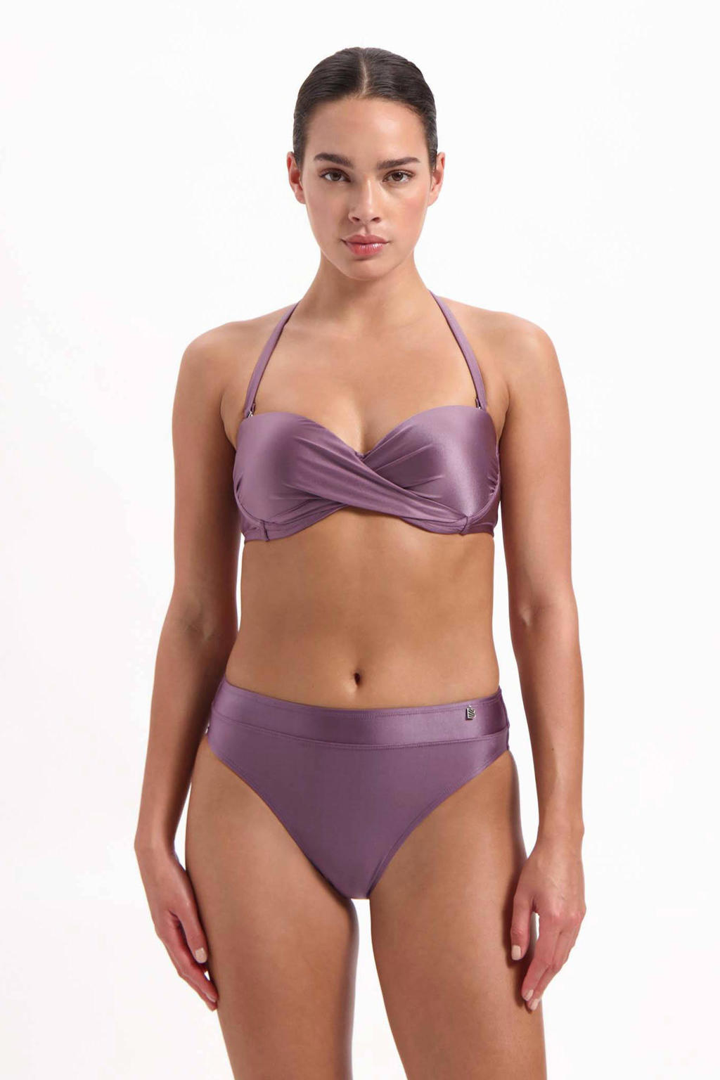 Beachlife voorgevormde strapless bandeau bikinitop paars