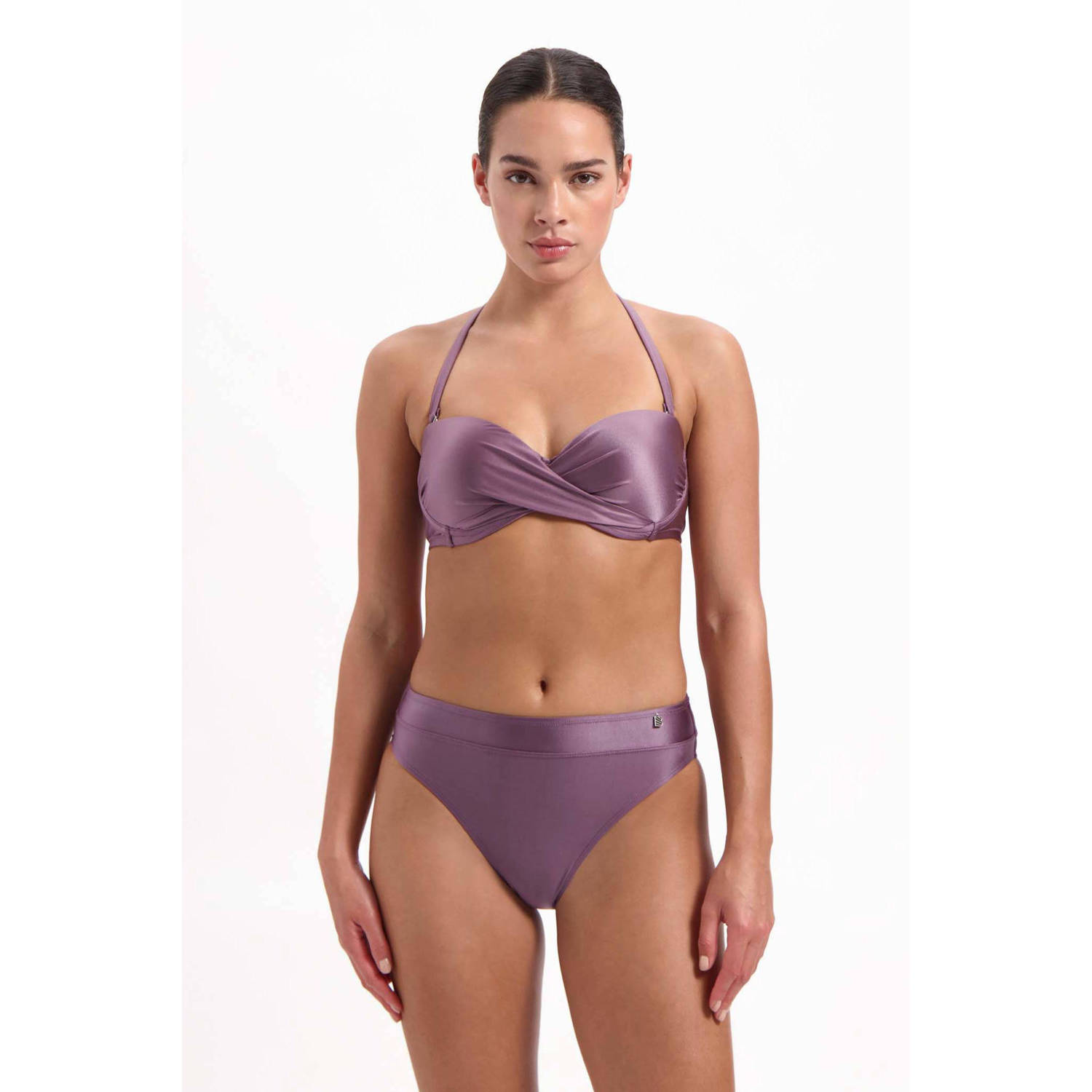 Beachlife voorgevormde strapless bandeau bikinitop paars