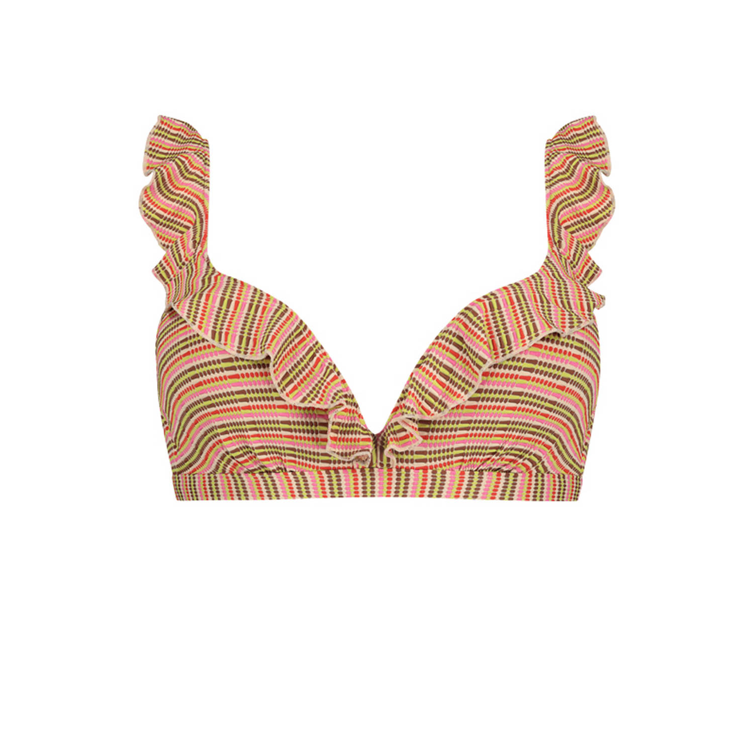Beachlife voorgevormde beugel bikinitop met structuur roze rood bruin
