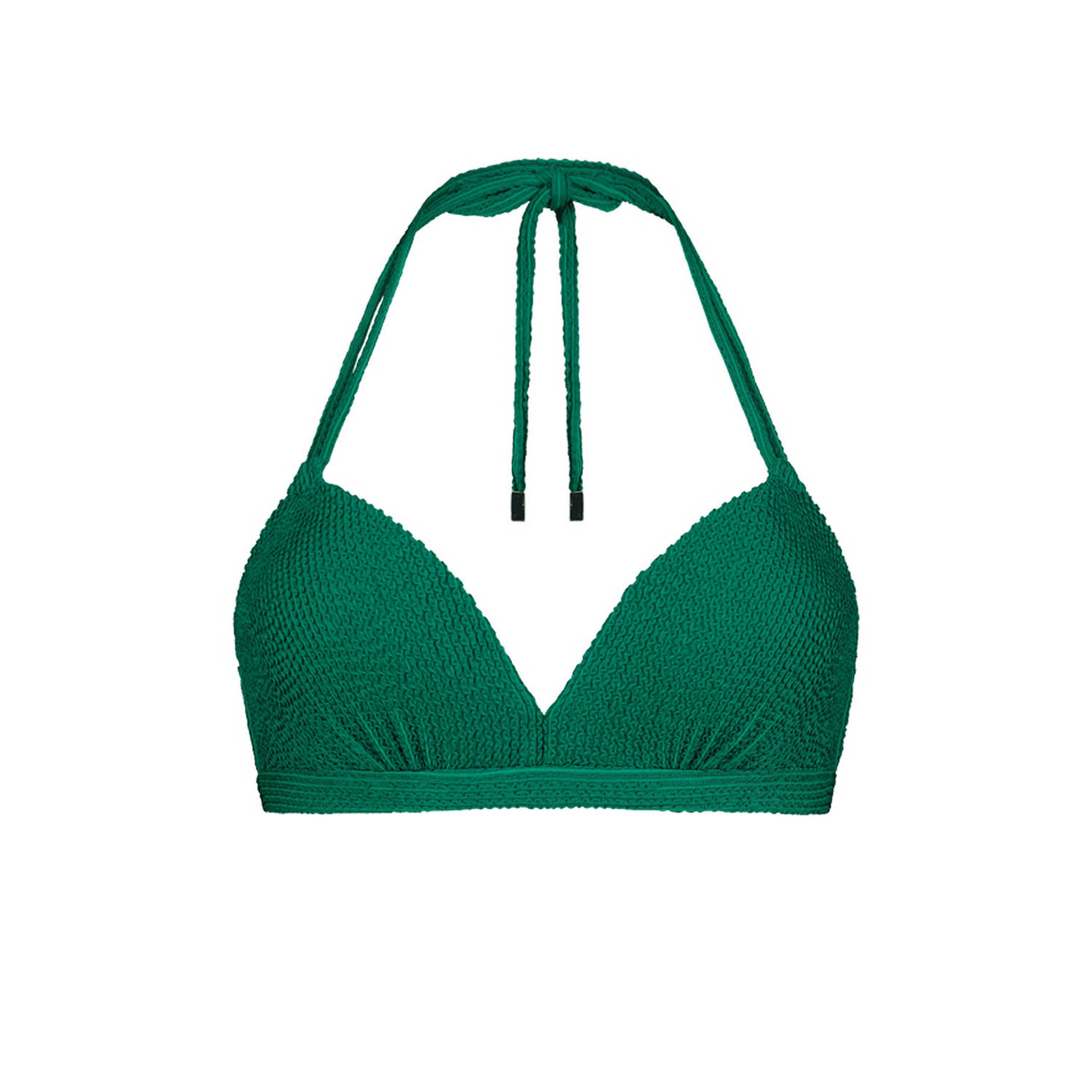 Beachlife voorgevormde halter bikinitop met textuur groen