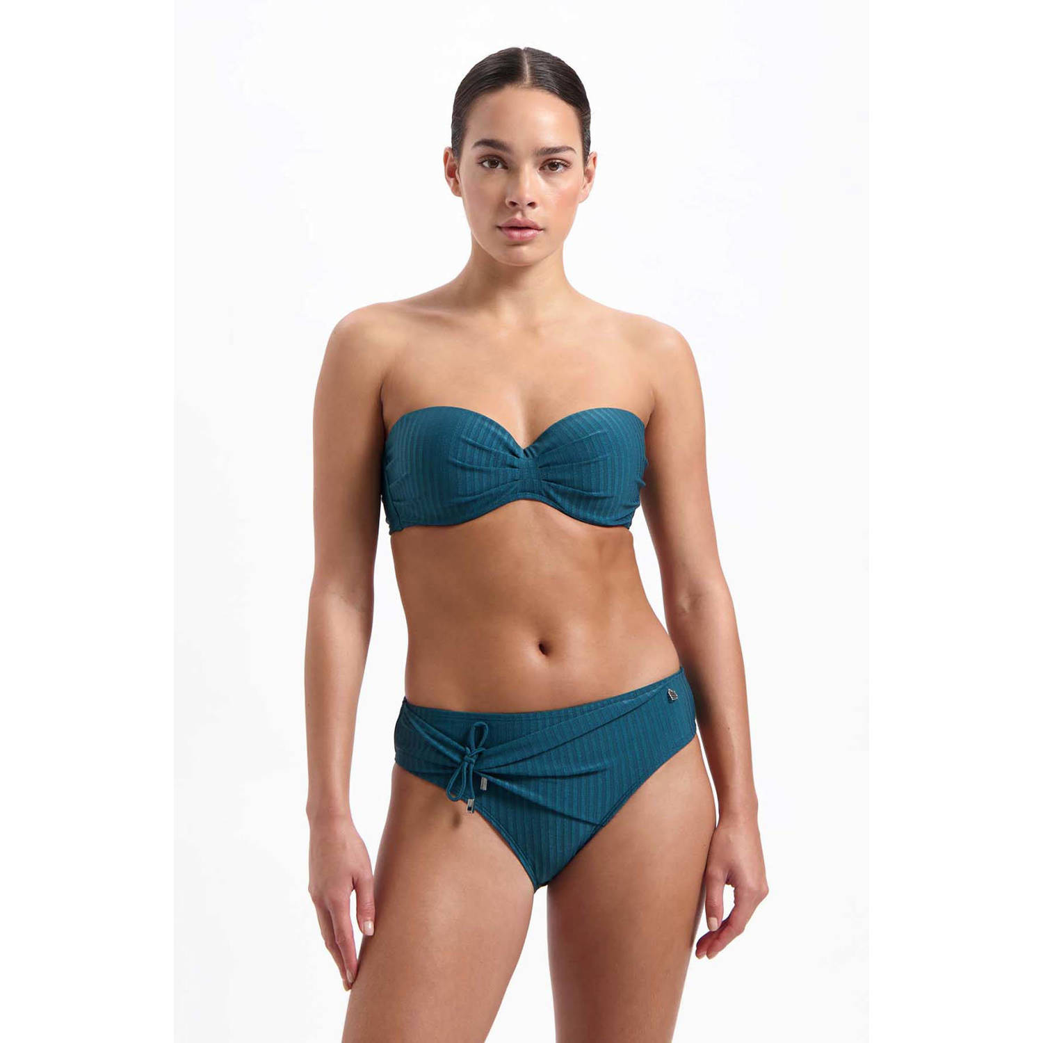 Beachlife bikinibroekje met ribstructuur petrol