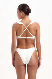 thumbnail: Beachlife voorgevormde broderie anglaise beugel bikinitop met ruches wit