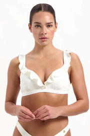 thumbnail: Beachlife voorgevormde broderie anglaise beugel bikinitop met ruches wit