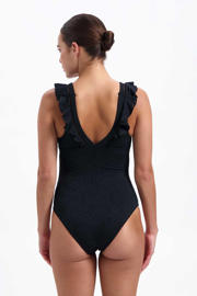 thumbnail: Beachlife broderie anglaise badpak met ruches zwart