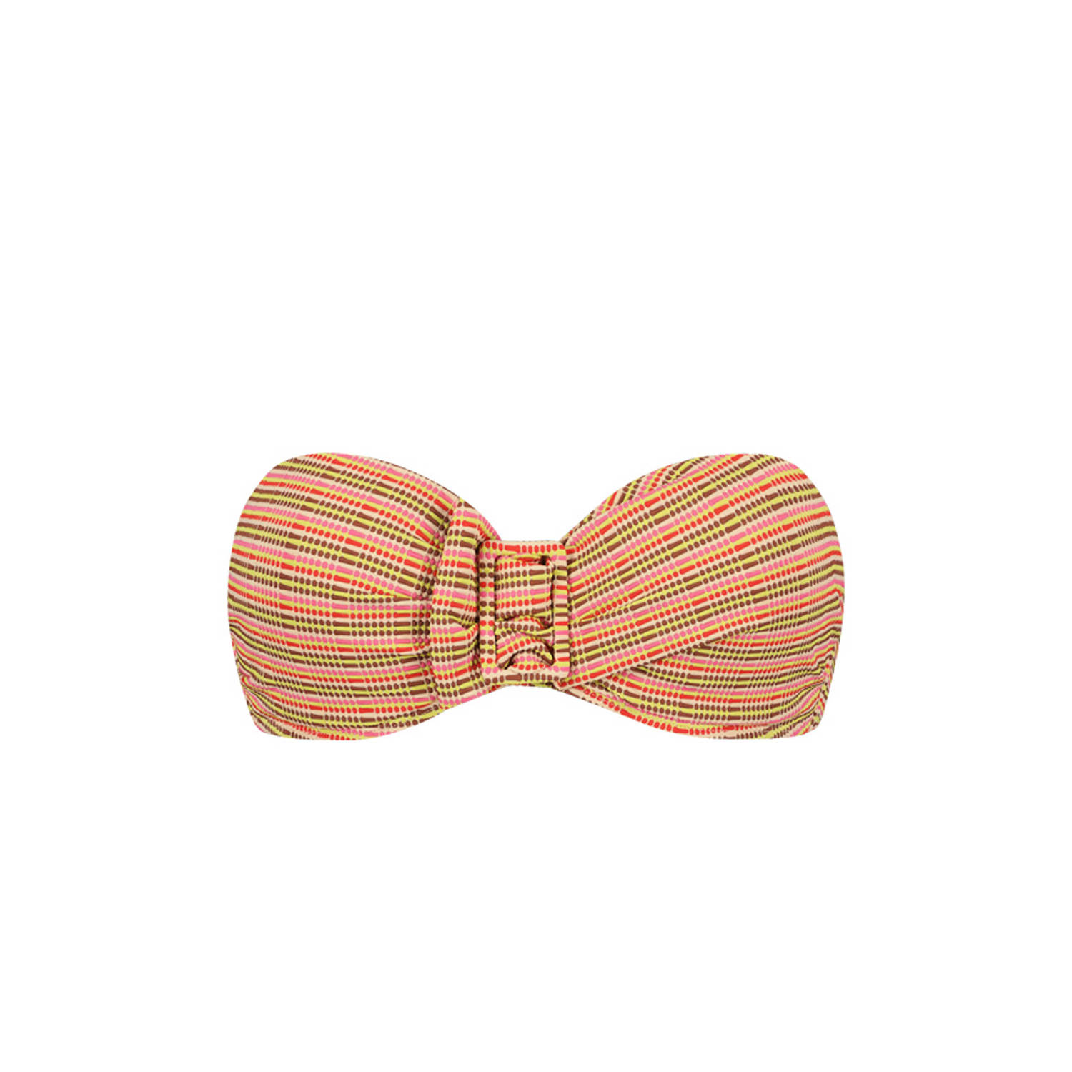 Beachlife voorgevormde strapless bandeau bikinitop met textuur roze rood bruin