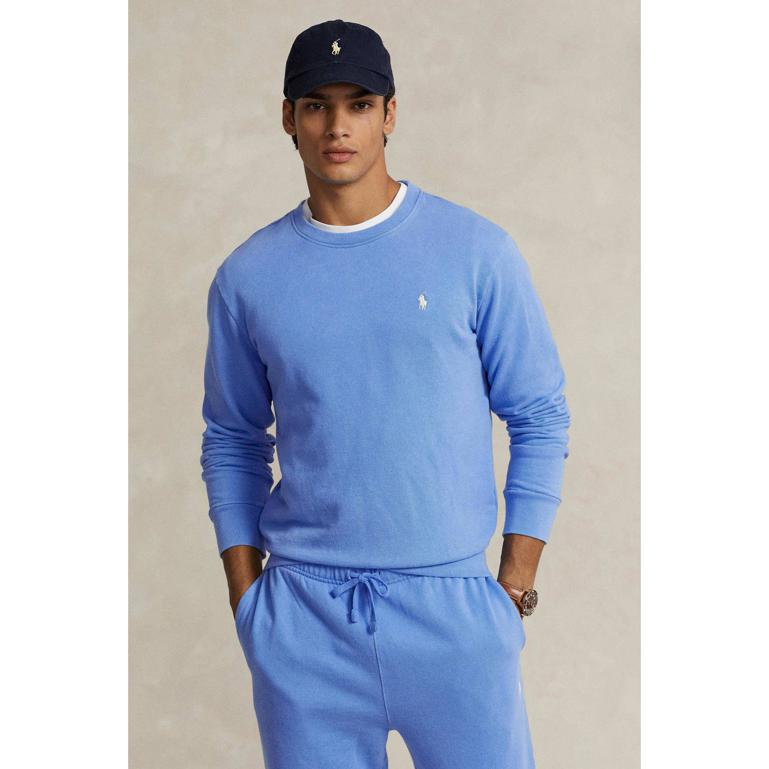 Ralph Lauren Blauwe Ronde Hals Katoenen Trui Blue Heren