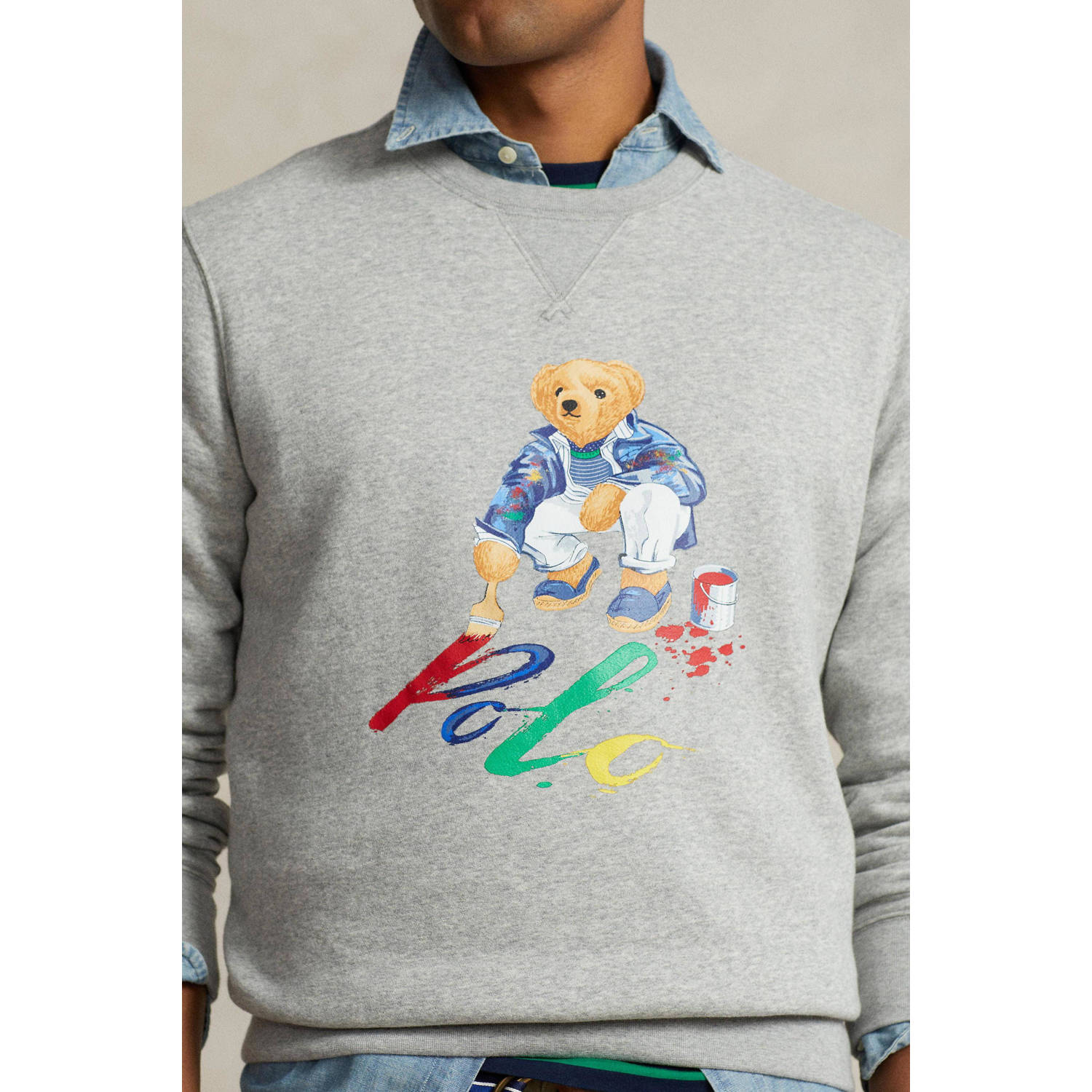 POLO Ralph Lauren sweater met printopdruk andover htr paint bear
