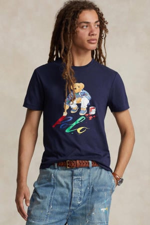 slim fit T-shirt met printopdruk cruise navy paint bear
