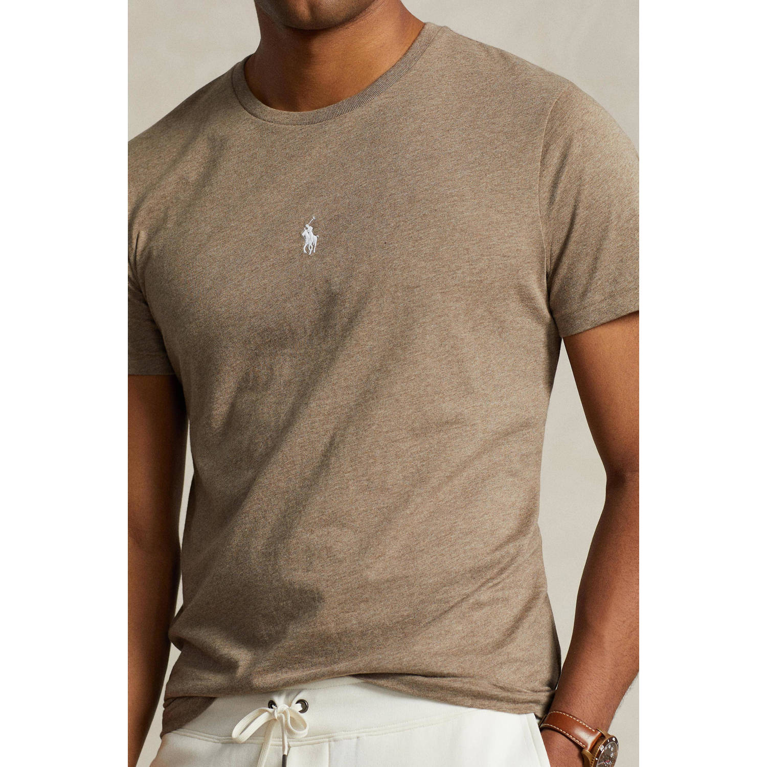 POLO Ralph Lauren slim fit T-shirt met logo dk taupe heather