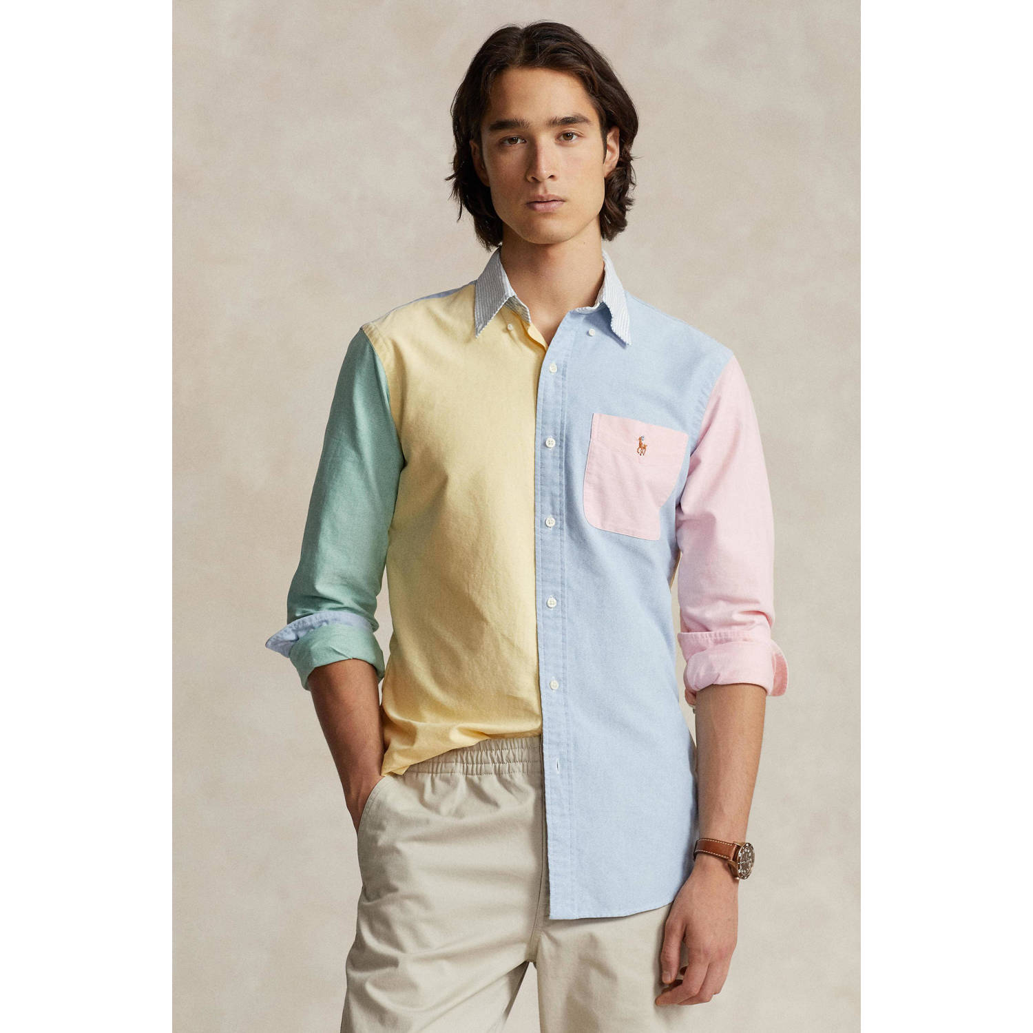POLO Ralph Lauren slim fit overhemd blauw geel roze mint