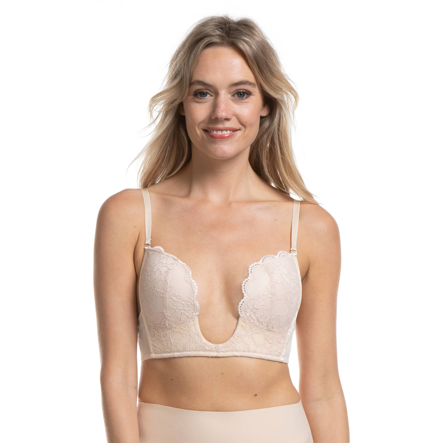 MAGIC Bodyfashion laaguitgesneden bh V-Bra Lace lichtbeige
