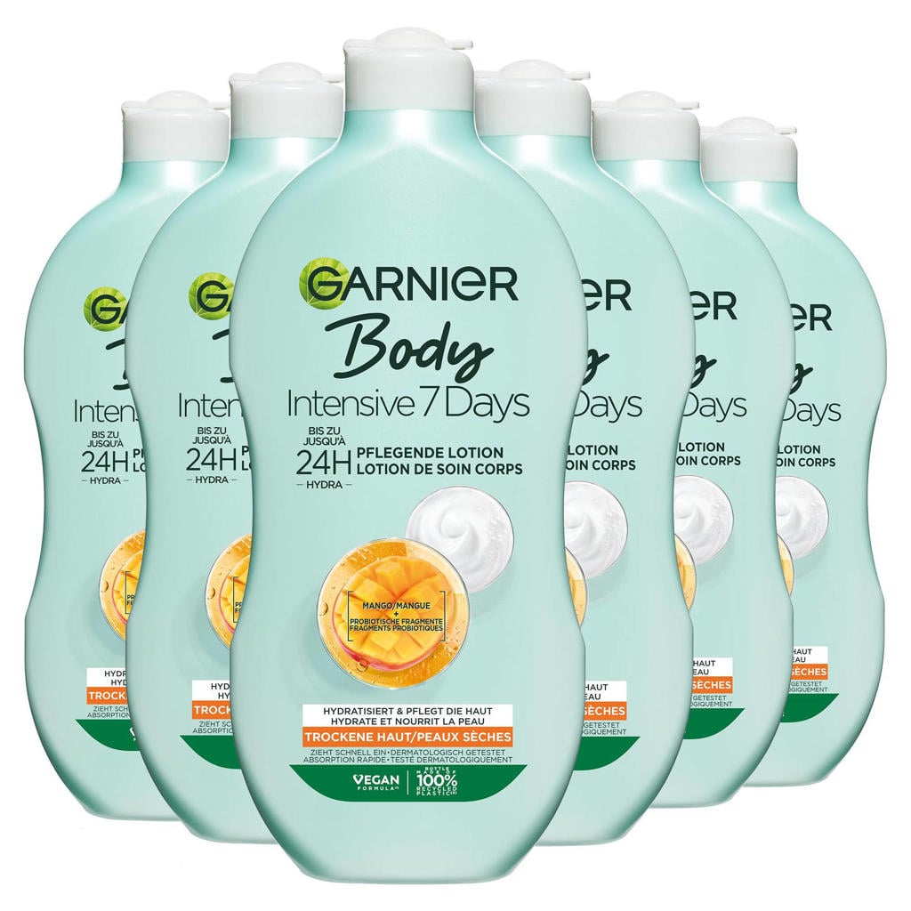 Garnier Body Intensive 7 Days Verzorgende Bodylotion met Mango-extract en Probiotica - voordeelverpakking - 6 x 400 ml