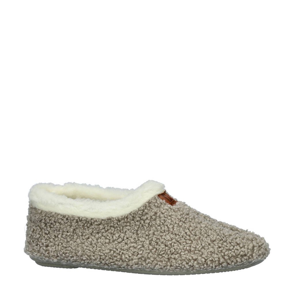 Nelson Home teddy pantoffels grijs wehkamp