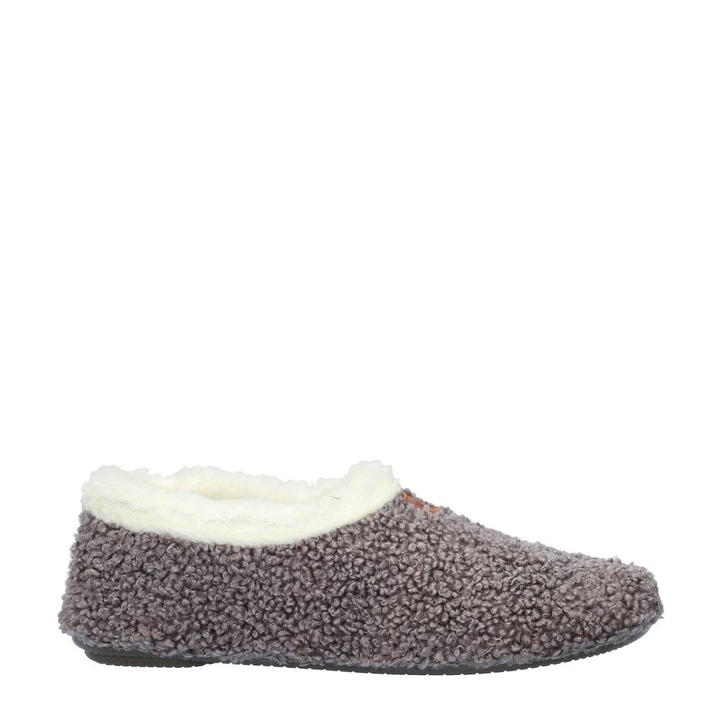 Donkergrijze dames Nelson Home teddy pantoffels van textiel