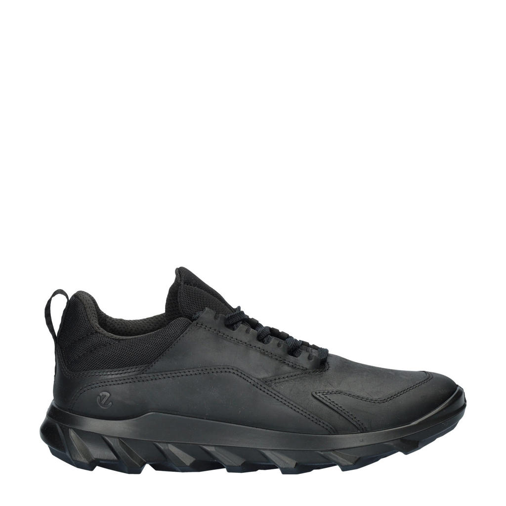 Zwarte heren Ecco MX nubuck sneakers met veters en effen