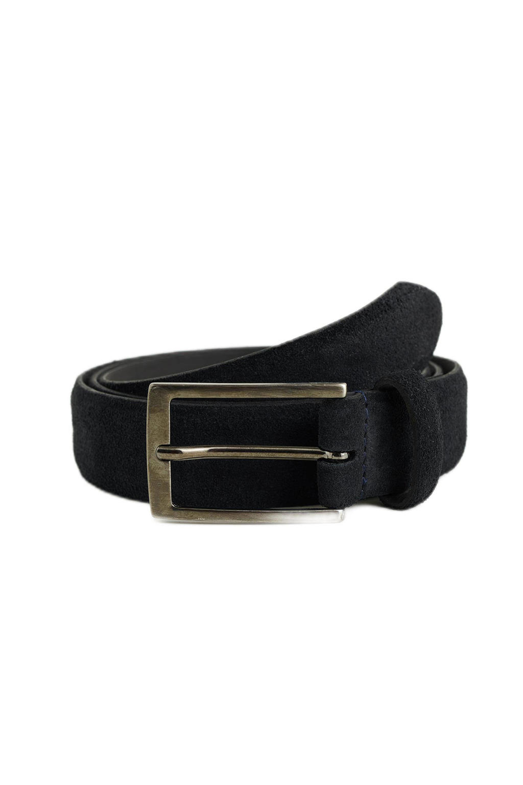 WE Fashion leren riem donkerblauw