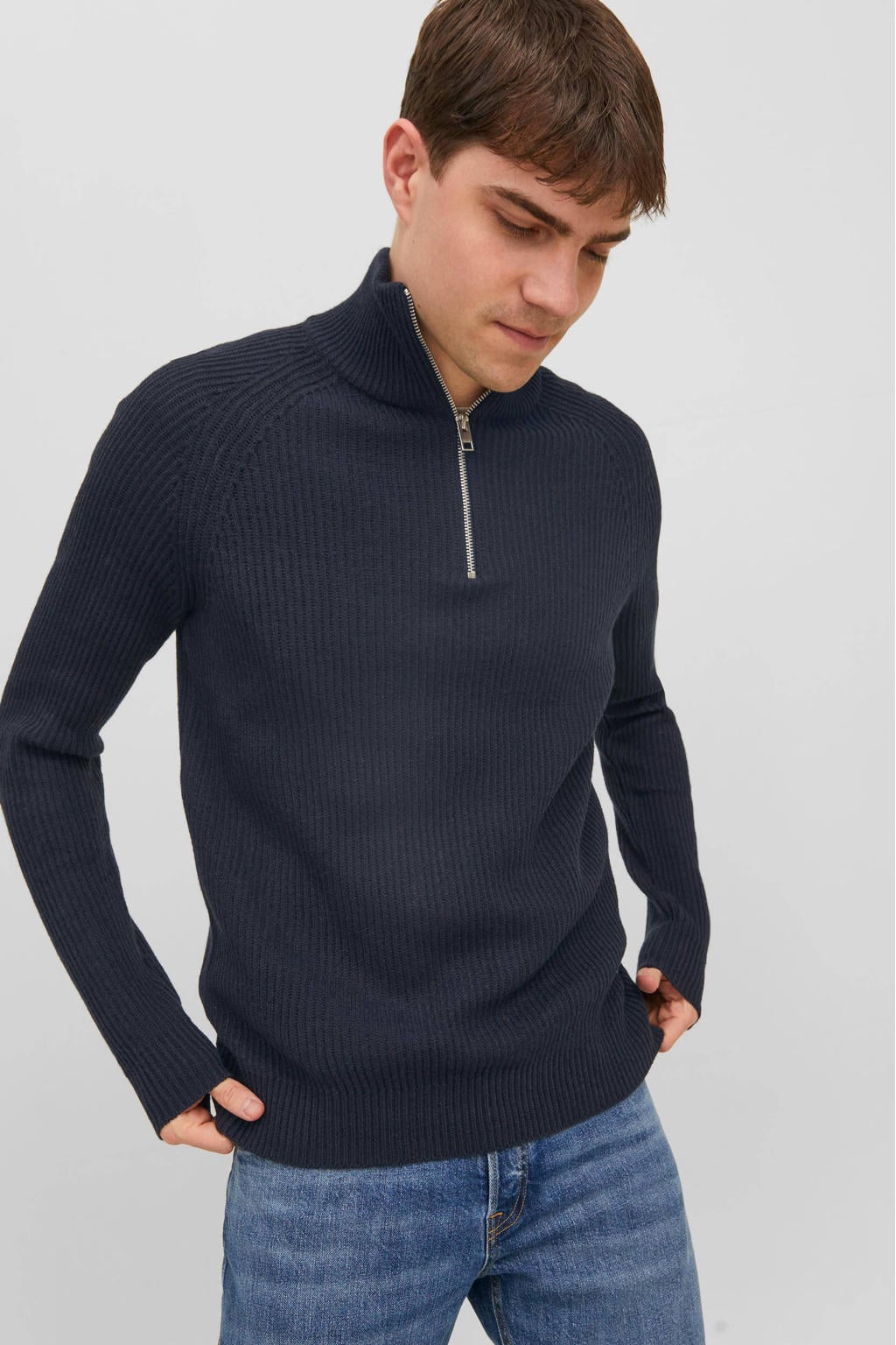 JACK & JONES ESSENTIALS trui JJEEMIL bruin JACK & JONES ESSENTIALS trui JJEEMIL bruin