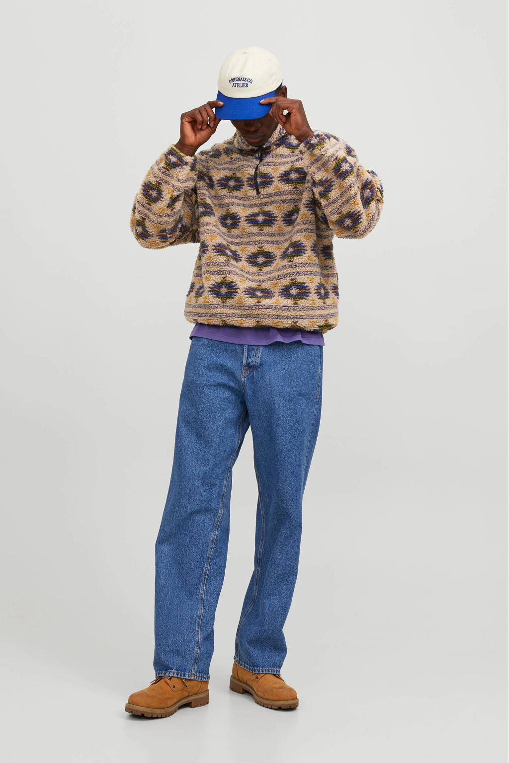 JACK & JONES ORIGINALS trui JORDIAMOND met all over print crockery