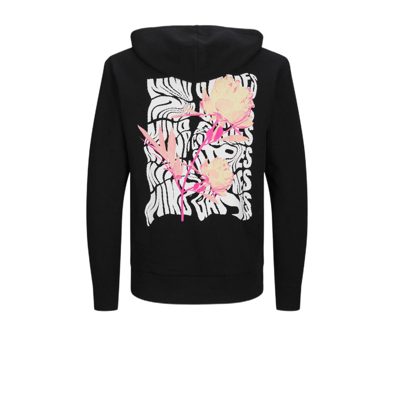 JACK & JONES ORIGINALS hoodie JORGAMES met backprint zwart