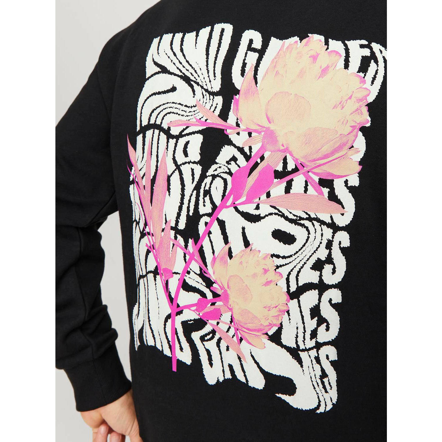 JACK & JONES ORIGINALS hoodie JORGAMES met backprint zwart