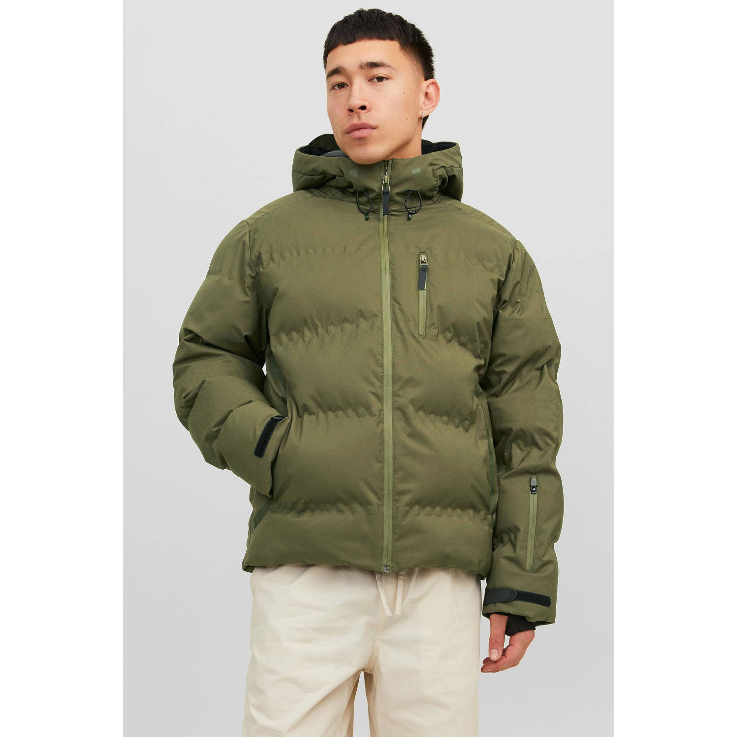 JACK & JONES CORE gewatteerde jas JCOSWEEP olive night