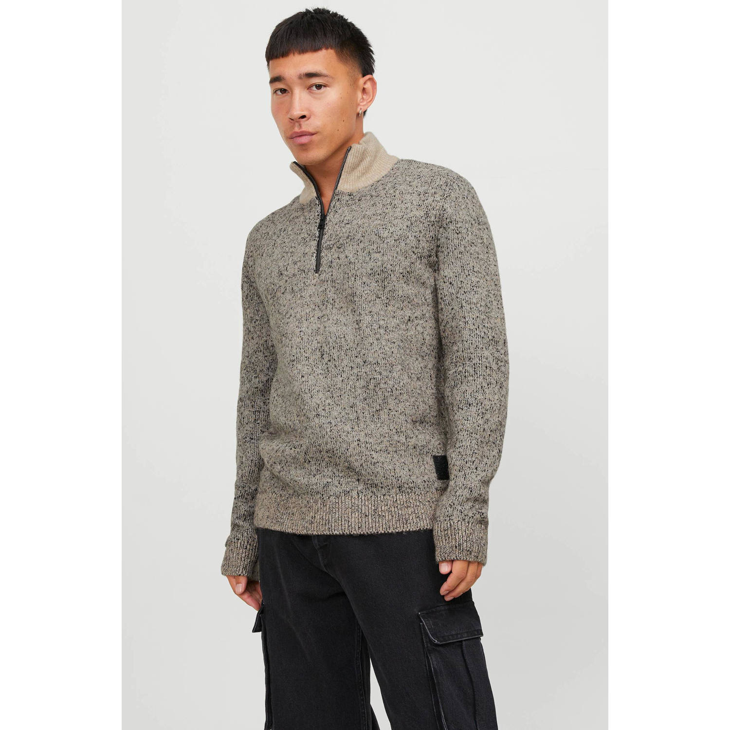 JACK & JONES CORE gemêleerde trui JCOSPACE van polyester peyote pattern