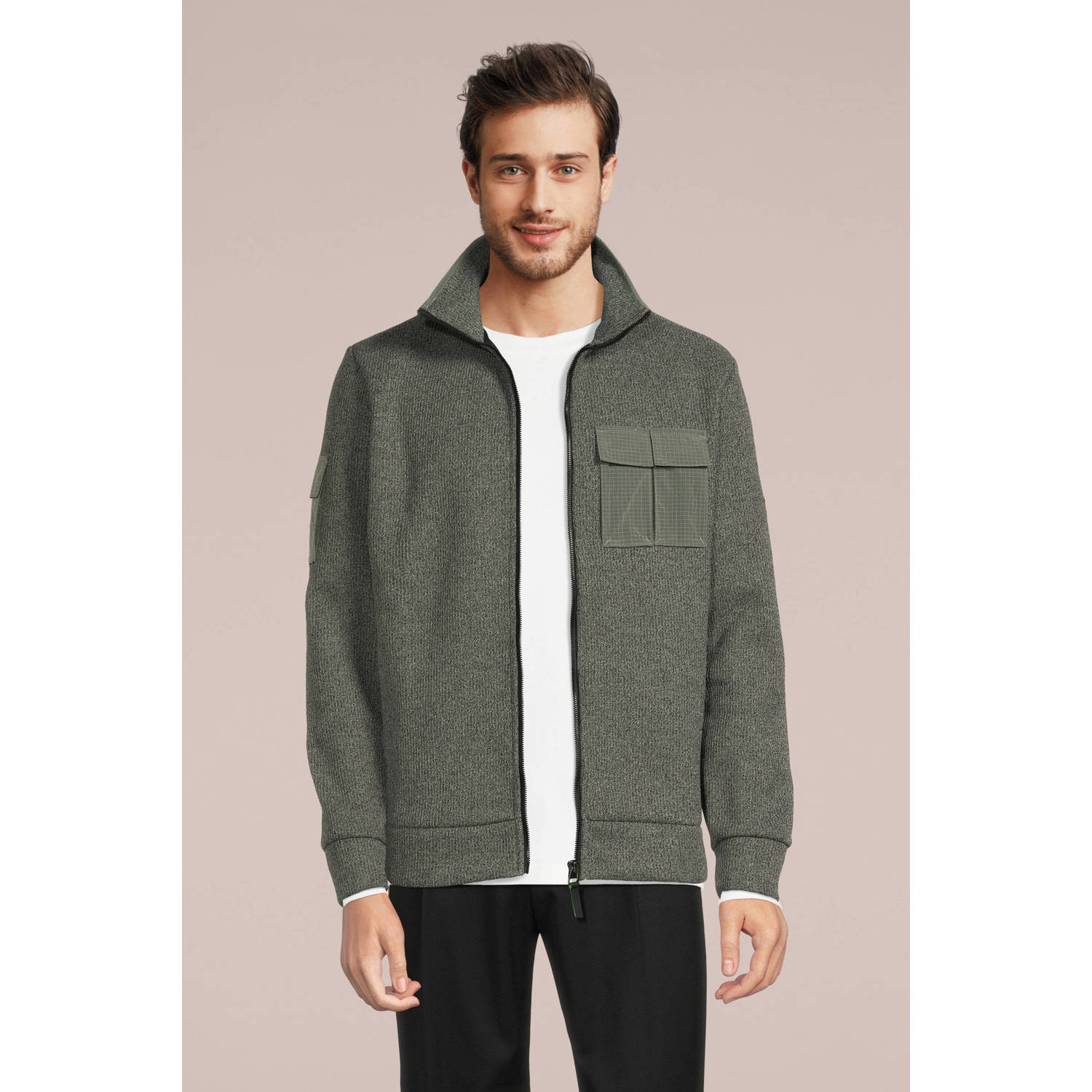 JACK & JONES CORE gebreid vest JCOPOCKET agave green