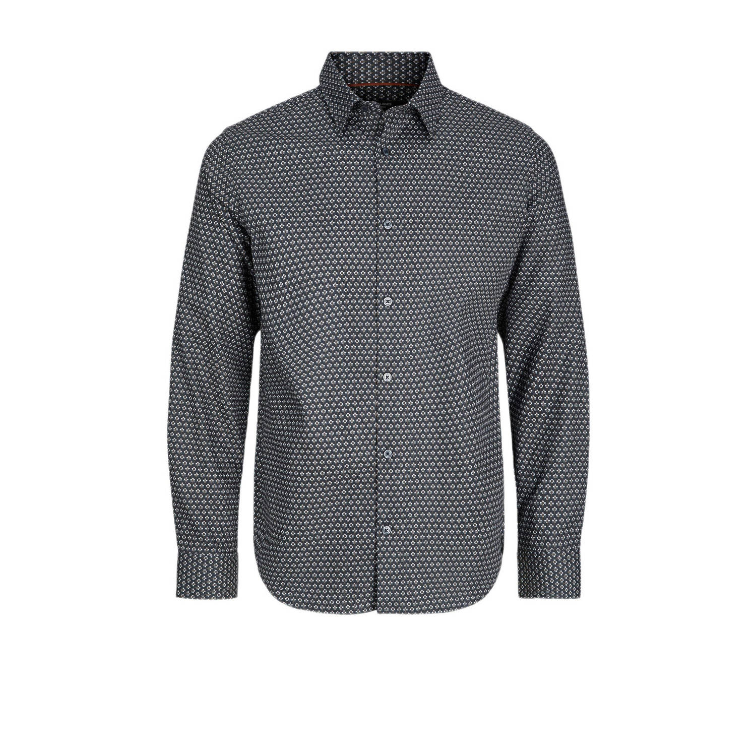 JACK & JONES PREMIUM regular fit overhemd JPRBLAARTHUR met all over print donkerblauw