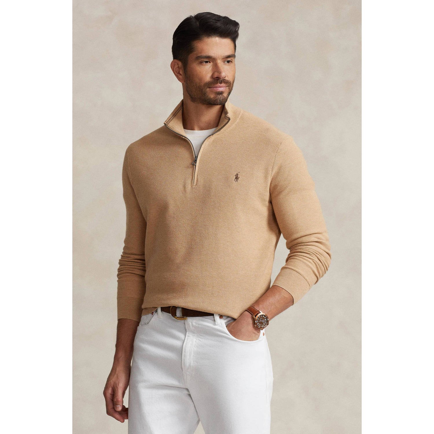 POLO Ralph Lauren Big & Tall fijngebreide trui met logo camel melange