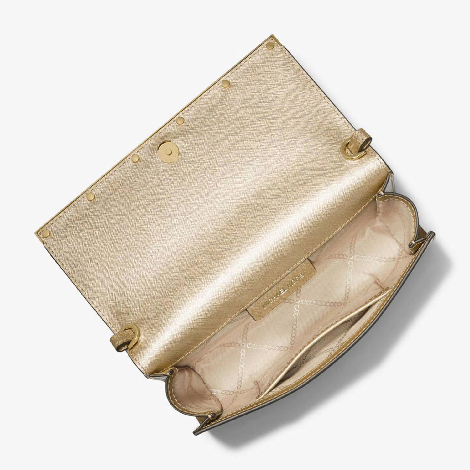 Michael Kors metallic leren clutch Mona goudkleurig