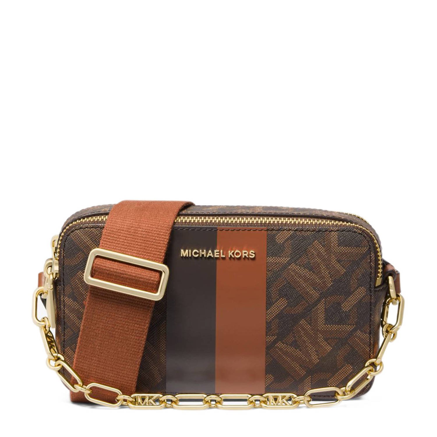 Michael Kors crossbody tas Jet Set Small met logoprint donkerbruin