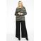 YOEK getailleerde blazer met all over print zwart/groen/ecru