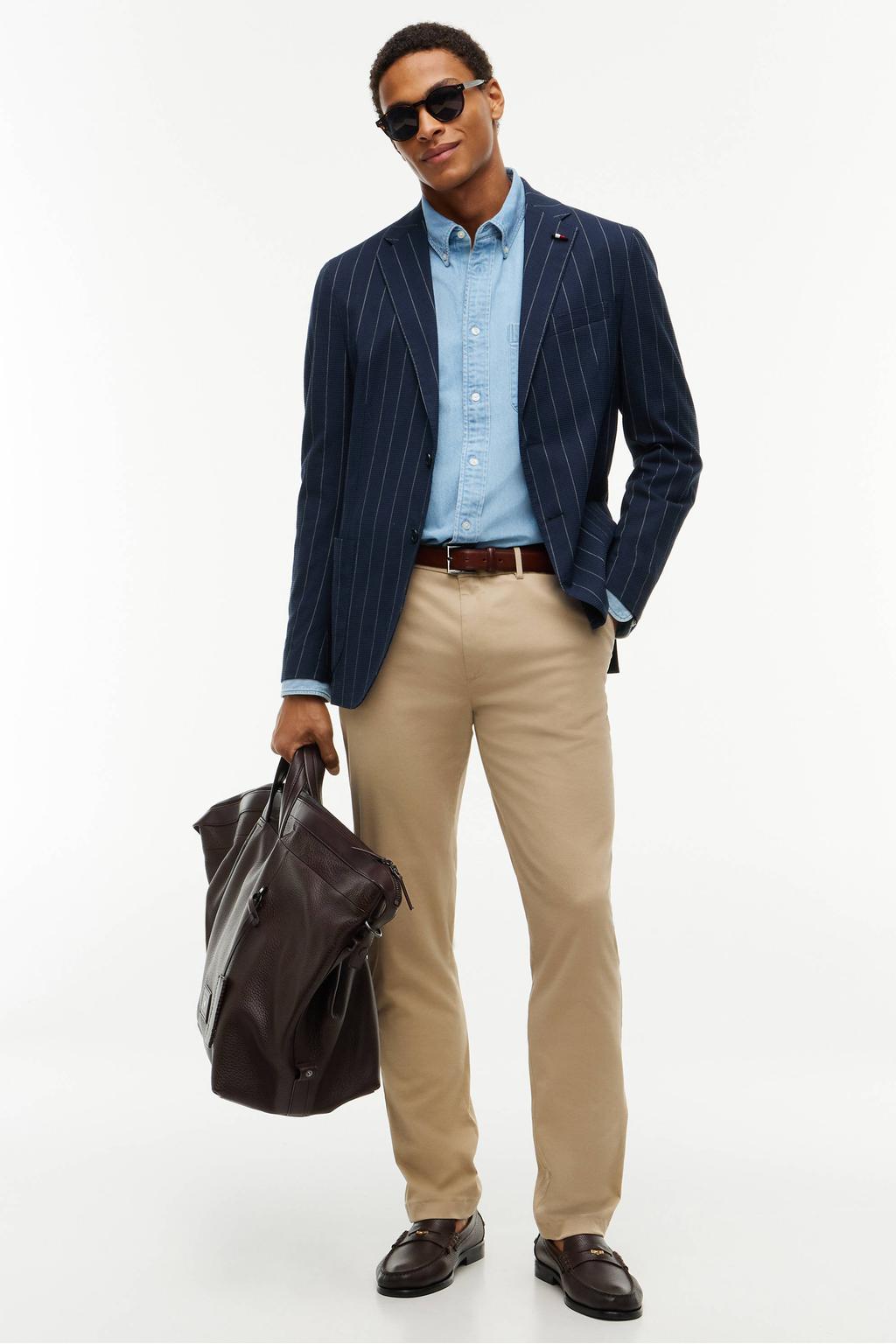 Tommy Hilfiger straight fit chino CORE DENTON 1985 met katoen batique khaki