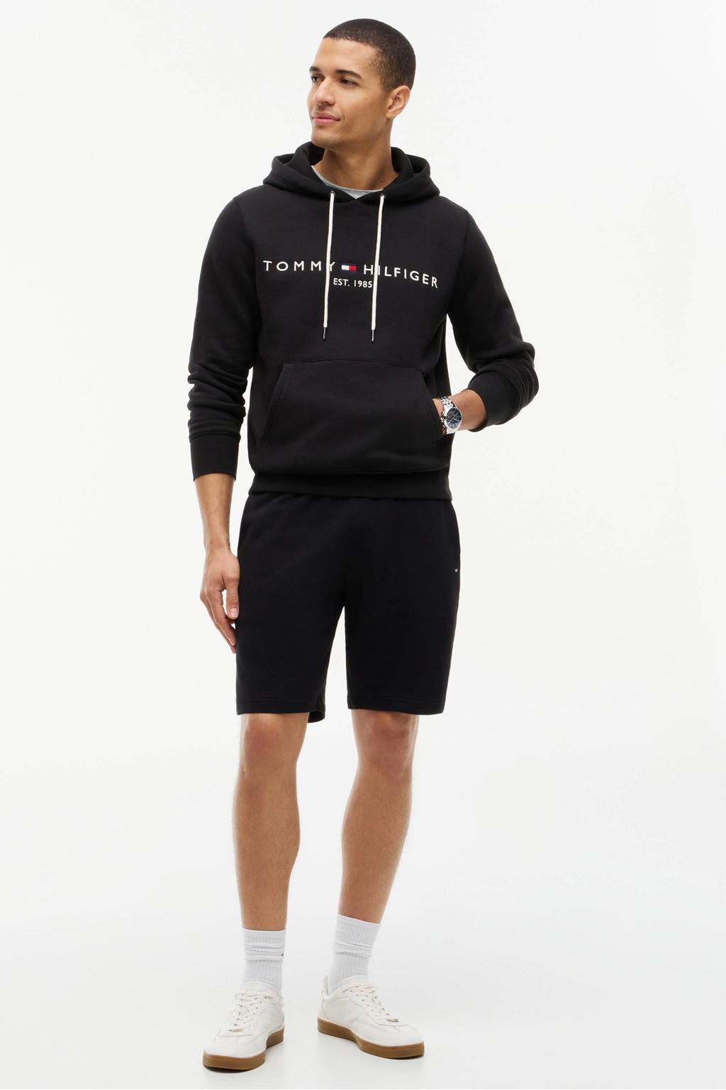 Tommy Hilfiger hoodie met katoen jet black