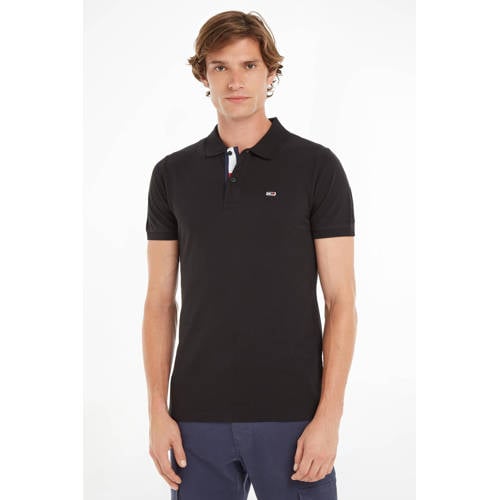 Tommy Jeans slim fit polo met logo Black afbeelding