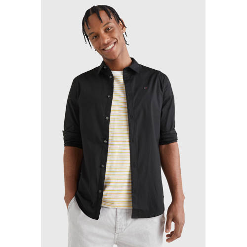 Tommy Jeans slim fit overhemd met katoen zwart afbeelding