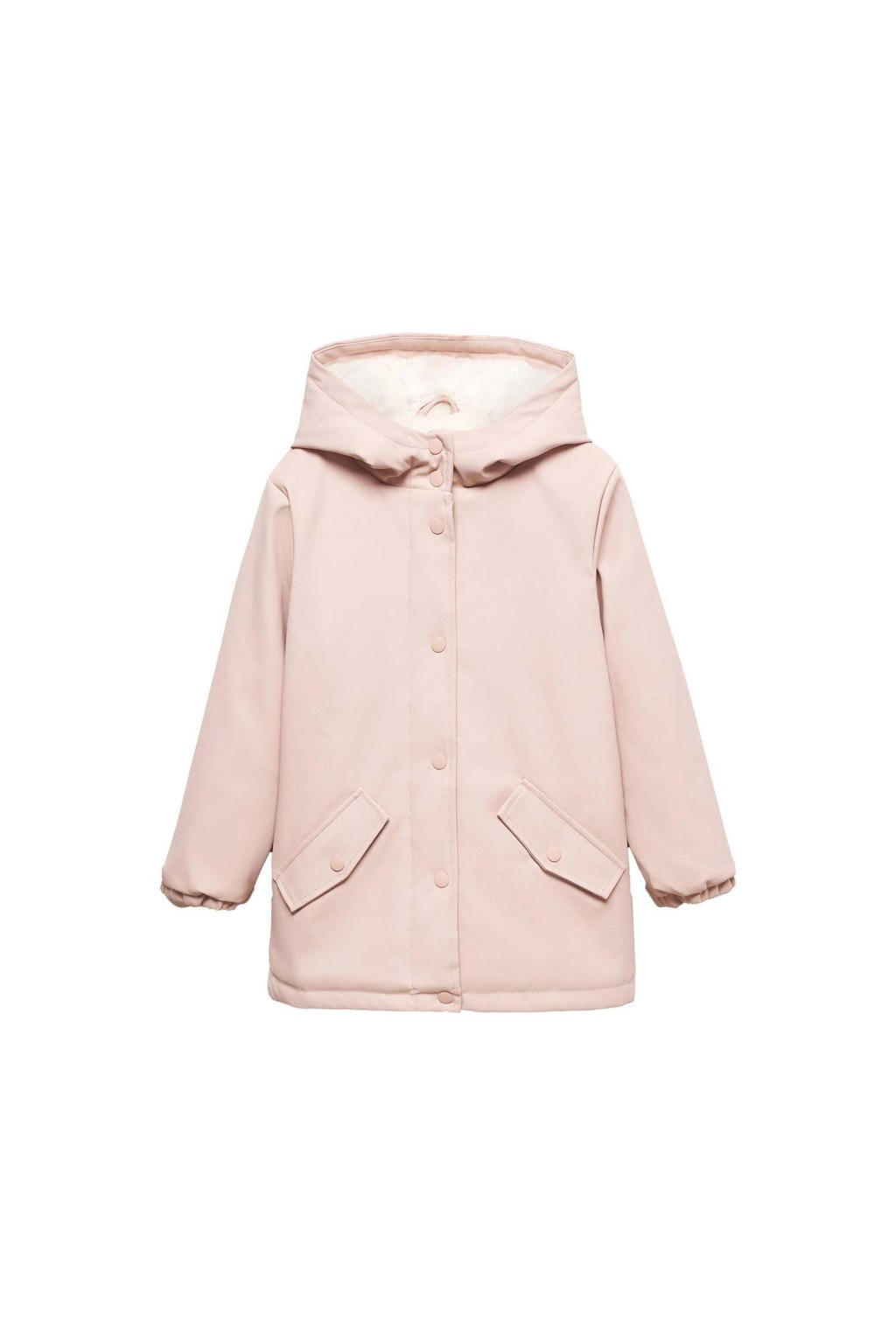 Roze meisjes Mango Kids regenjas van polyester met lange mouwen, capuchon en drukknoopsluiting