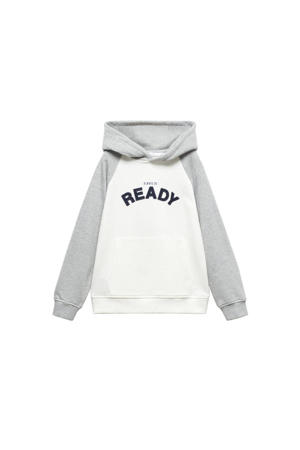 hoodie met tekst wit/grijs