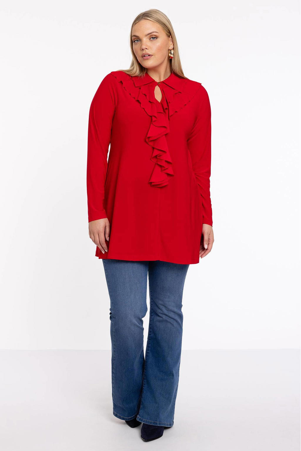 YOEK top DOLCE van travelstof rood